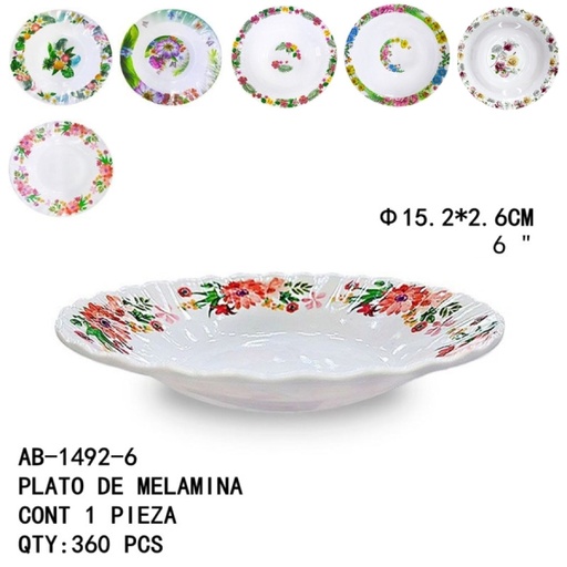 [AB-1492-6[360PZS/CAJA]] [AB-1492-6]PLATO DE MELAMINA 