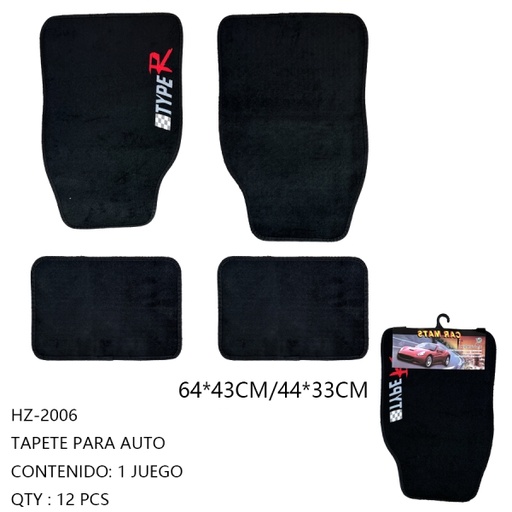 [HZ-2006[12PZS/CAJA]] [HZ-2006]TAPETE PARA AUTO 