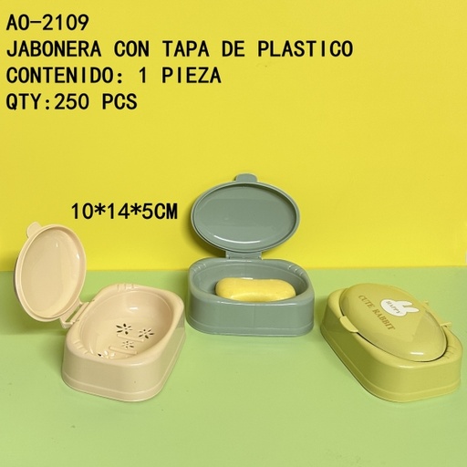 [AO-2109[250PZS/CAJA]] [AO-2109]JABONERA CON TAPA DE PLASTICO 