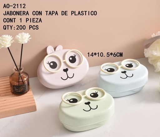 [AO-2112[200PZS/CAJA]] [AO-2112]JABONERA CON TAPA DE PLASTICO 
