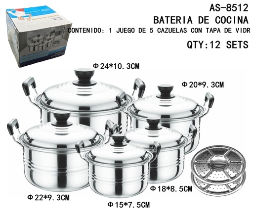 [AS-8512[12PZS/CAJA]] [AS-8512] BATERIA DE COCINA 