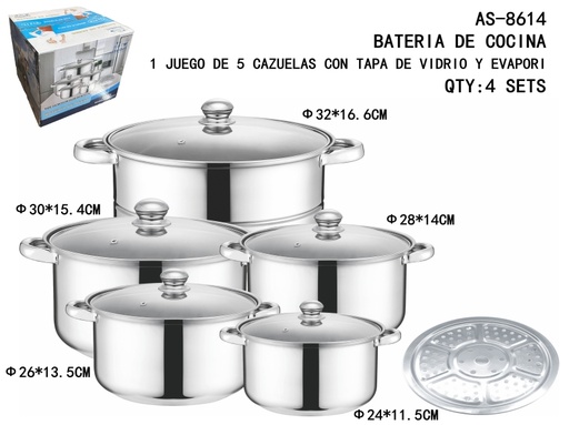 [AS-8614[4PZS/CAJA]] [AS-8614] BATERIA DE COCINA 