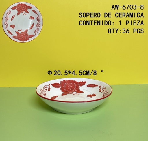 [AW-6703-8 [36 PZS/ CAJA]] [AW-6703-8] SOPERO DE CERAMICA 