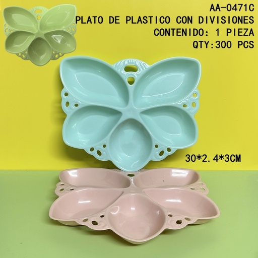 [AA-0471C [300 PZS/CAJA]] [AA-0471C] PLATO DE PLASTICO CON DIVISIONES 