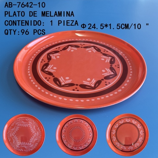 [AB-7642-10 [96 PZS/ CAJA]] [AB-7642-10] PLATO DE MELAMINA 