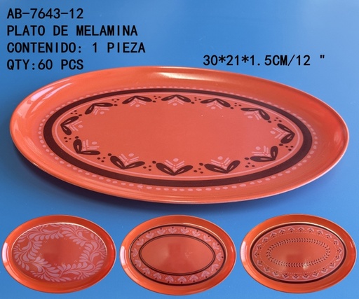 [AB-7643-12 [60 PZS/ CAJA]] [AB-7643-12] PLATO DE MELAMINA 