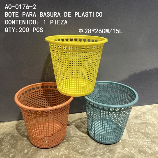 [AO-0176-2 [200 PZS/ CAJA]] [AO-0176-2] BOTE PARA BASURA DE PLASTICO 