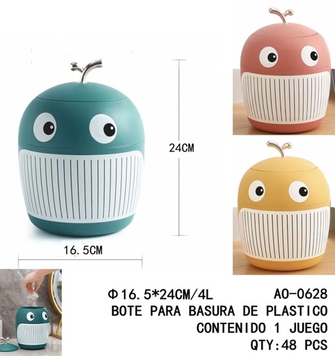 [AO-0628 [48 PZS/ CAJA]] [AO-0628] BOTE PARA BASURA DE PLASTICO 