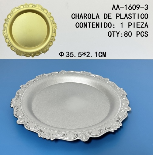 [AA-1609-3 [80 PZS/ CAJA]] [AA-1609-3] CHAROLA DE PLASTICO 