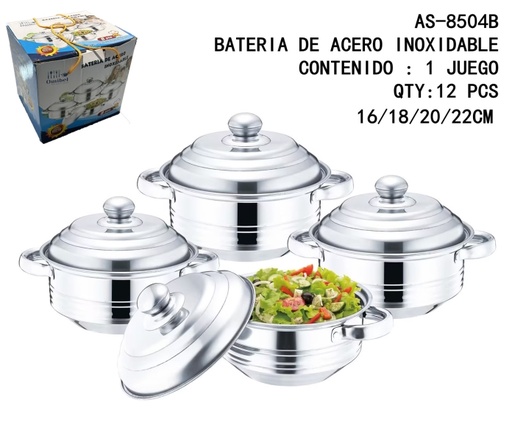 [AS-8504B [12 PZS/ CAJA]] [AS-8504B] BATERIA DE ACERO INOXIDABLE 