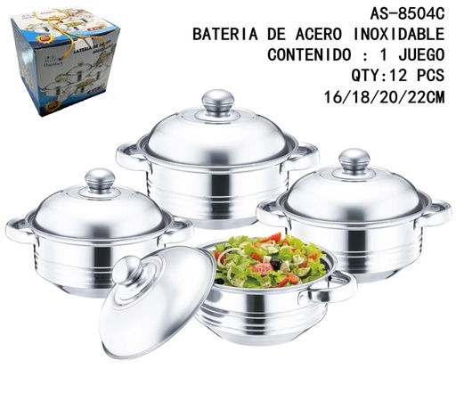 [AS-8504C [12 PZS/ CAJA]] [AS-8504C] BATERIA DE ACERO INOXIDABLE 
