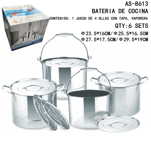 [AS-8613 [6 PZS/ CAJA]] [AS-8613] BATERIA DE COCINA 