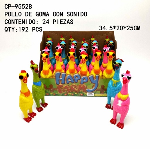 [CP-9552B [192 PZS/ CAJA]] [CP-9552B] POLLO DE GOMA CON SONIDO 