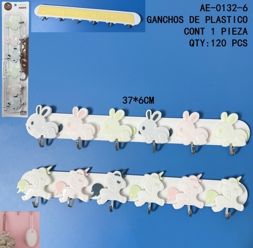 [AE-0132-6 [120 PZS/ CAJA]] [AE-0132-6] GANCHOS DE PLASTICO 