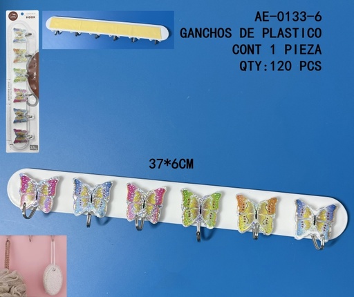 [AE-0133-6 [120 PZS/ CAJA]] [AE-0133-6] GANCHOS DE PLASTICO 