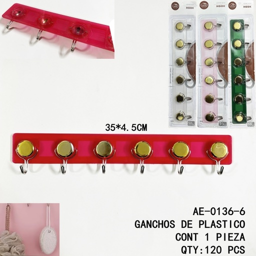 [AE-0136-6 [120 PZS/ CAJA]] [AE-0136-6] GANCHOS DE PLASTICO 