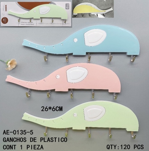 [AE-0135-5 [120 PZS/ CAJA]] [AE-0135-5] GANCHOS DE PLASTICO 
