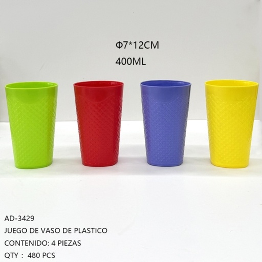 [AD-3429 [480 PZS/ CAJA]] [AD-3429] JUEGO DE VASO DE PLASTICO 