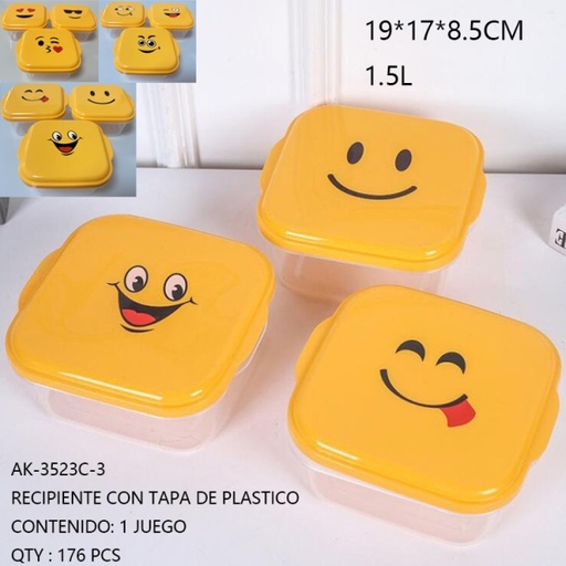 [AK-3523C-3 [176 PZS/ CAJA]] [AK-3523C-3] RECIPIENTE CON TAPA DE PLASTICO 