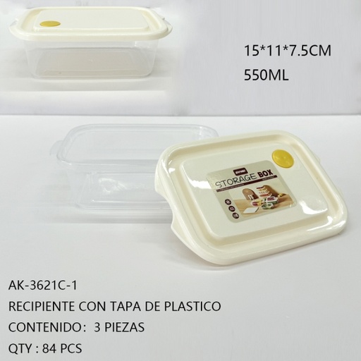 [AK-3621C-1 [84 PZS/ CAJA]] [AK-3621C-1] RECIPIENTE CON TAPA DE PLASTICO 