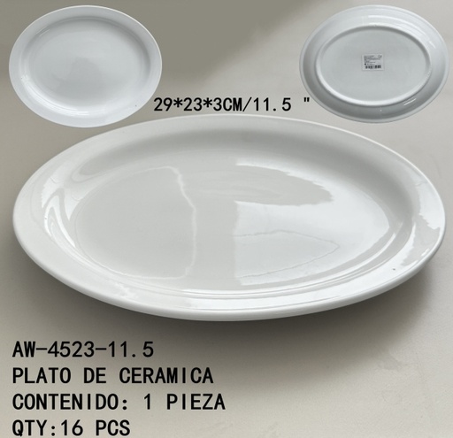 [AW-4523-11.5 [16 PZS/ CAJA]] [AW-4523-11.5] PLATO DE CERAMICA 