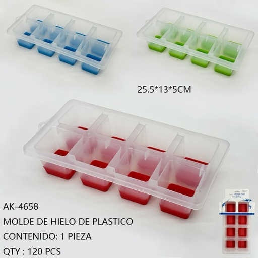 [AK-4658 [120 PZS/ CAJA]] [AK-4658] MOLDE DE HIELO DE PLASTICO 