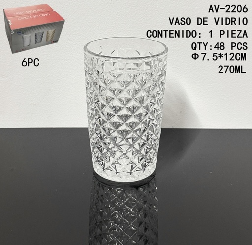 [AV-2206 [48 PZS/ CAJA]] [AV-2206] VASO DE VIDRIO 