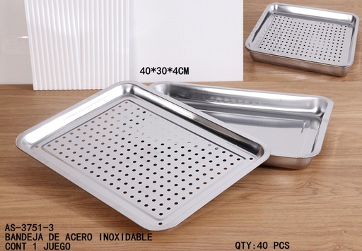 [AS-3751-3 [40 PZS/ CAJA]] [AS-3751-3] BANDEJA DE ACERO INOXIDABLE 