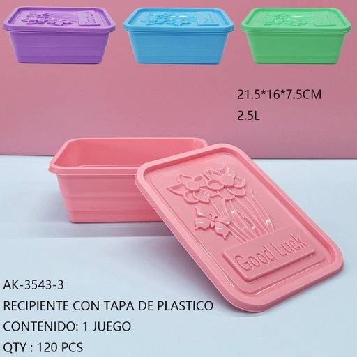 [AK-3543-3 [120 PZS/ CAJA]] [AK-3543-3] RECIPIENTE CON TAPA DE PLASTICO 