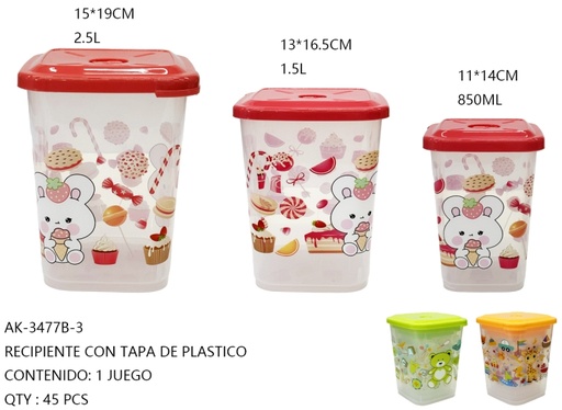 [AK-3477B-3 [45 PZS/ CAJA]] [AK-3477B-3] RECIPIENTE CON TAPA DE PLASTICO 