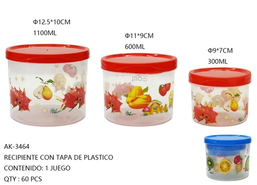 [AK-3464 [60 PZS/ CAJA]] [AK-3464] RECIPIENTE CON TAPA DE PLASTICO 