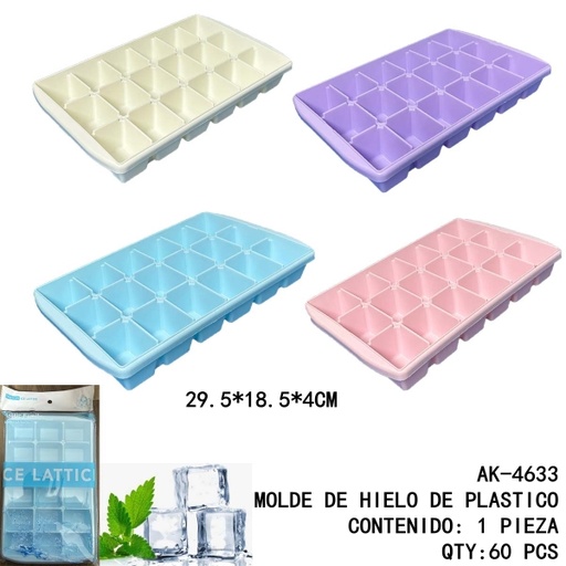[AK-4633 [60 PZS/ CAJA]] [AK-4633] MOLDE DE HIELO DE PLASTICO 
