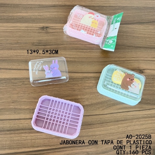 [AO-2025B [160 PZS/ CAJ]] [AO-2025B] JABONERA CON TAPA DE PLASTICO 