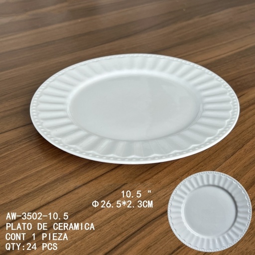 [AW-3502-10.5 [24 PZS/ CAJA]] [AW-3502-10.5] PLATO DE CERAMICA 