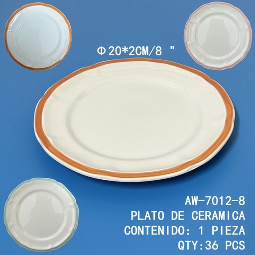 [AW-7012-8 [36 PZS/ CAJA]] [AW-7012-8] PLATO DE CERAMICA 