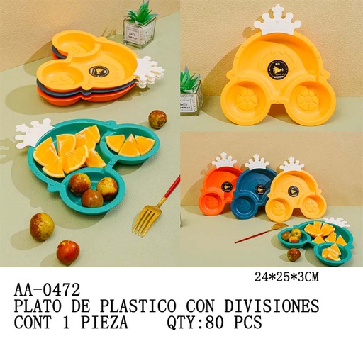 [AA-0472 [80 PZS/CAJA]] [AA-0472] B-PLATO DE PLASTICO CON DIVISIONES