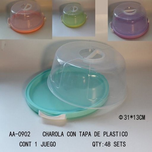 [AA-0902 [48 PZS/CAJA]] [AA-0902] CHAROLA CON TAPA DE PLASTICO