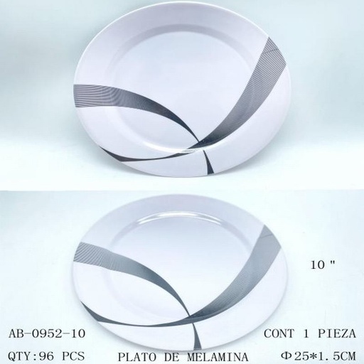 [AB-0952-10 [96 PZS/CAJA]] [AB-0952-10] PLATO DE MELAMINA