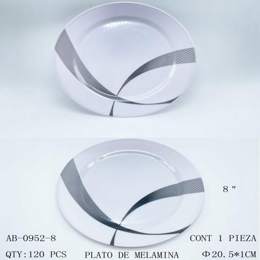 [AB-0952-8 [120 PZS/CAJA]] [AB-0952-8] PLATO DE MELAMINA