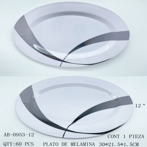 [AB-0953-12 [60 PZS/CAJA]] [AB-0953-12] PLATO DE MELAMINA