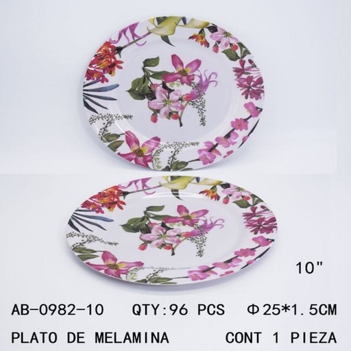 [AB-0982-10 [96 PZS/CAJA]] [AB-0982-10] PLATO DE MELAMINA