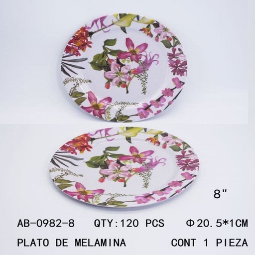 [AB-0982-8 [120 PZS/CAJA]] [AB-0982-8] PLATO DE MELAMINA