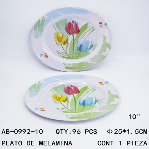 [AB-0992-10 [96 PZS/CAJA]] [AB-0992-10] PLATO DE MELAMINA
