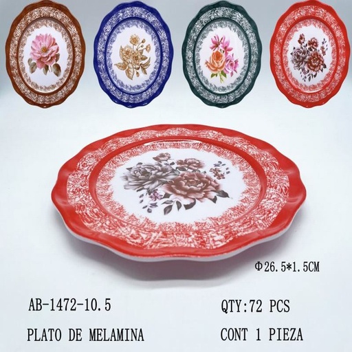 [AB-1472-10.5 [72 PZS/CAJA]] [AB-1472-10.5] PLATO DE MELAMINA