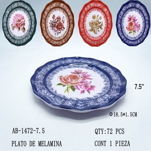 [AB-1472-7.5 [72 PZS/CAJA]] [AB-1472-7.5] PLATO DE MELAMINA