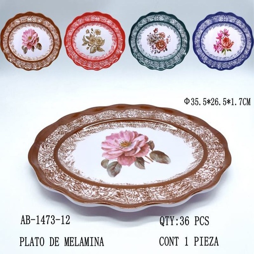 [AB-1473-12 [60 PZS/CAJA]] [AB-1473-12] PLATO DE MELAMINA
