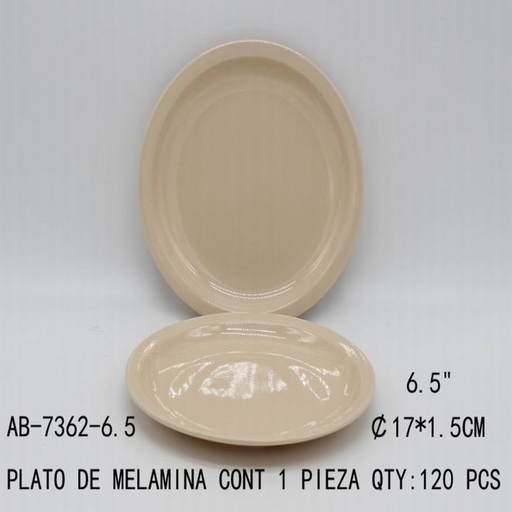 [AB-7362-6.5 [120 PZS/CAJA]] [AB-7362-6.5] PLATO DE MELAMINA