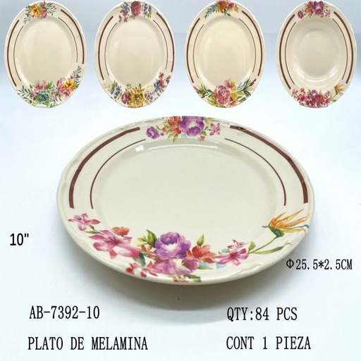 [AB-7392-10 [84 PZS/CAJA]] [AB-7392-10] PLATO DE MELAMINA