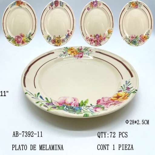 [AB-7392-11 [72 PZS/CAJA]] [AB-7392-11] PLATO DE MELAMINA