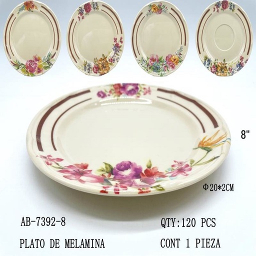 [AB-7392-8 [120 PZS/CAJA]] [AB-7392-8] PLATO DE MELAMINA